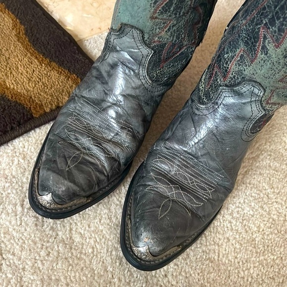 Durango Genuine Leather Distressed Vintage Western Cowboy Boots Green Gray - Picture 11 of 16